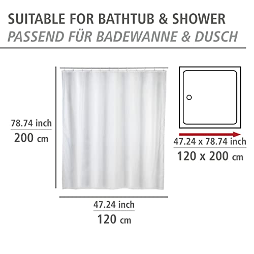 WENKO Shower curtain single-colour White - high-quality textile fabric, washable, Polyester, 120 x 200 cm, White - Image 4