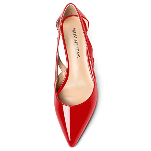 MOVINSTEPS Womens Wedding Slip On Patent Pointed Toe Cut Out Dress Wedge Low Heel Pumps Shoes 2 Inch3