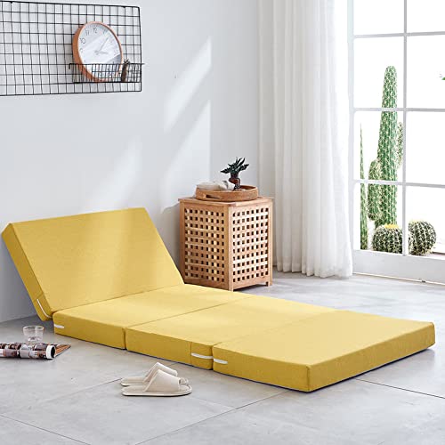 Foldable Foam Futon Floor Bed - 200cm Long, Removable Cover, Non-Slip Bottom, Space-Saving Single Mattress for Guests, Ideal for Small Rooms &amp; Apartments