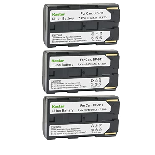 Image of Kastar 3-Pack BP-911 / BP-915 Battery 7.2V 2400mAh Replacement for Canon BP-911 BP-911K BP-914 BP-915, BP-930 BP-935, BP-925, BP-945 BP-950 BP-950G BP-955, BP-970 BP-970G BP-975 Battery