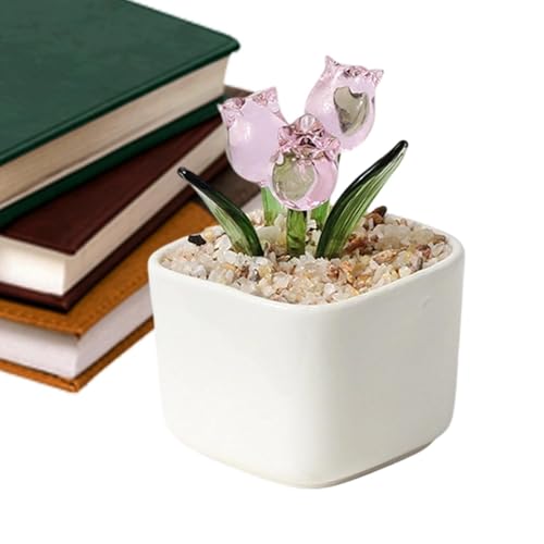 Figura de flor de - Decoración Artificial de , pantalla de ramo de las mujeres, regalo de pieza central de ornamento artesanal | Elegante Tabletop Acento para sala de estar dormitorio