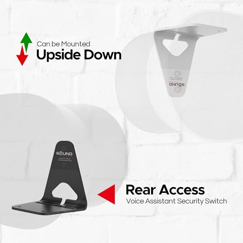 Image of Sound Bass ERA300 Wall Mount Bracket, Low Profile, White, Twin Pack, Compatible with Sonos ERA 300 Speaker, Complete with All Fixing Hardware