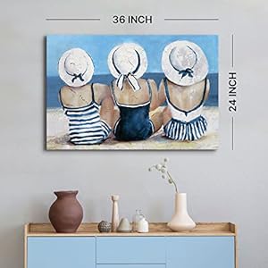 Beach Wall Decor Ocean Wall Art Coastal Girls Nautical Artwork Navy Blue and White Beach Canvas Wall Pictures for Living Room Retro Seascape Scenic Painting Bedroom Bathroom Home Decorations 24x36" Beach Wall Decor Ocean Wall Art Coastal Girls Nautical Artwork Navy Blue and White Beach Canvas Wall Pictures for Living Room Retro Seascape Scenic Painting Bedroom Bathroom Home Decorations 24×36