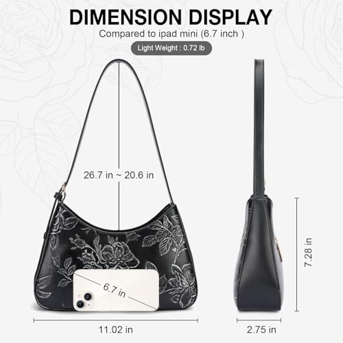 Shoulder Bag for Women Embossed Design Purse for Women Clutch Hobo Handbags Crescent Bag with Adjustable Strap3