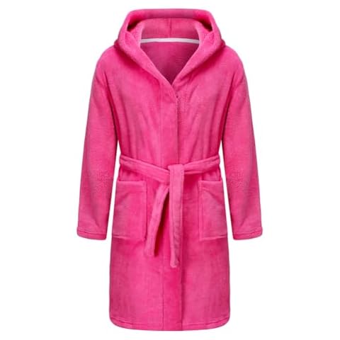 Kids Bathrobe, Toddler Hooded Soft Towel Robe for Girls Boys Terry Cloth Robes Sleepwear Rose 10 Years Cover