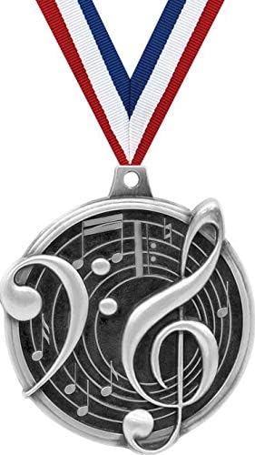 Crown Awards Music Medals - 2" Kudos Music Note Musical Award Medals Silver Prime