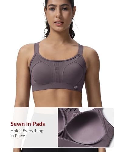 Image of Yvette Criss Cross Adjustable High Impact Running Bra | Pickleball Tennis, Big Bust Plus Size, Adjustable Strap, Wireless Sewn in Pads, No Bounce, Full Coverage, Moisture-Wicking