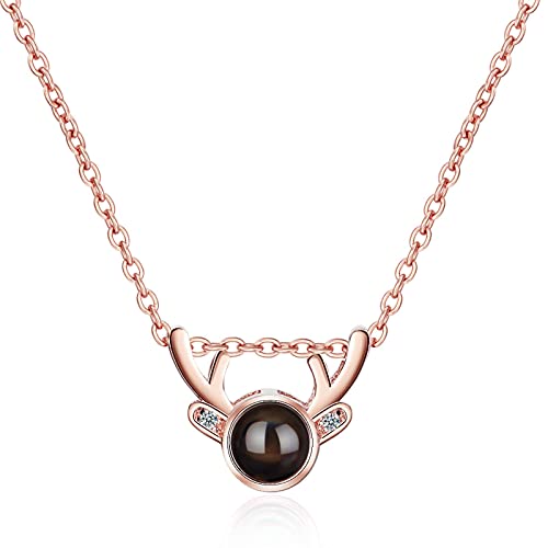 Bijoux de noël 925 collier coeur cristal projection 100 langues femmes
