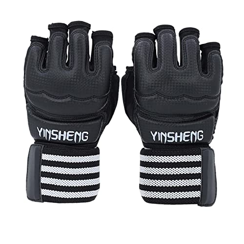 RNXRZANK 2 Pieces Boxing Training Gloves Half Finger PU Punching Mitts Cylindrical Fixing Rod Elastic Wrist Strap Breathable Design Suitable for Sparring
