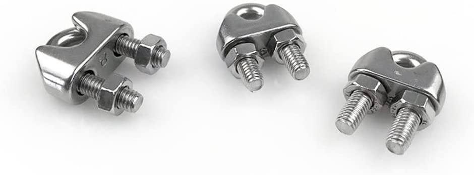 Morsetto for fune metallica, fissaggio con bullone a U in acciaio inossidabile, 3 pezzi Morsetto for fune metallica in acciaio inossidabile 304 M2/3/4/5/6/8/10/12mm Morsetto tipo U Morsetto for fune m