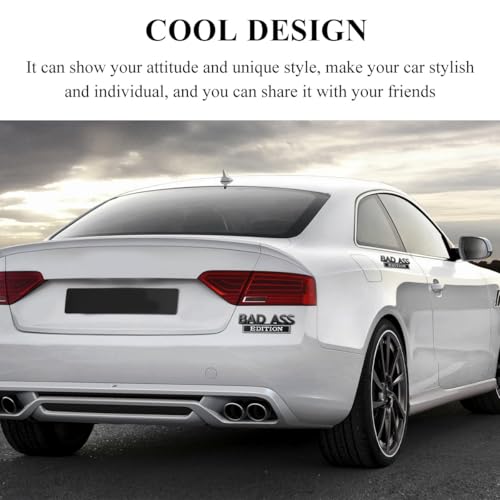 Image of Wevdn Car Bad Ass Edition Emblem, 3D Raised Funny Bad Ass Edition Metal Sticker Fender Badge Decal, Self-Adhesive Bad Ass Tailgate Hood Auto Body Decor, Exterior Car Accessories (Black&White)