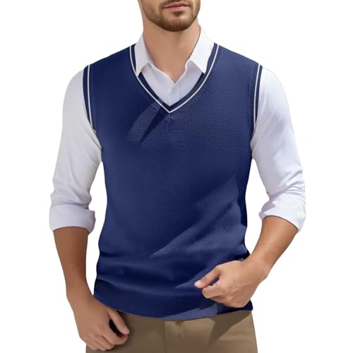 Gilet tricoté sans manches homme col V gilet chic et léger