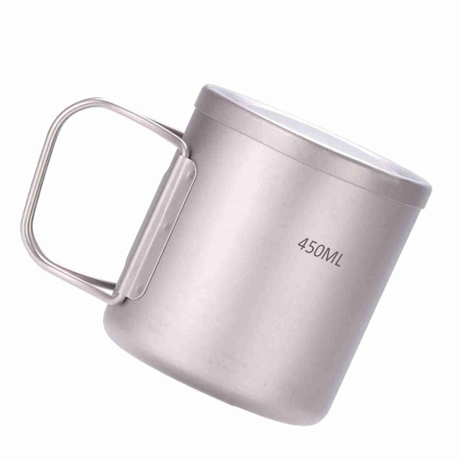 Wakects Kubek z Podwójnymi ściankami, Lekki, Izolowany Kubek do Kawy i Herbaty ze Składanymi Uchwytami, Idealny na Kemping i do Rekreacji na świeżym Powietrzu 220 Ml 550 Ml (450ML)