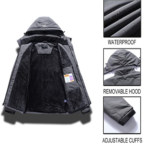 Pooluly Men's Ski Jacket Warm Winter Waterproof Windbreaker Hooded Raincoat Snowboarding Jackets #TOP6