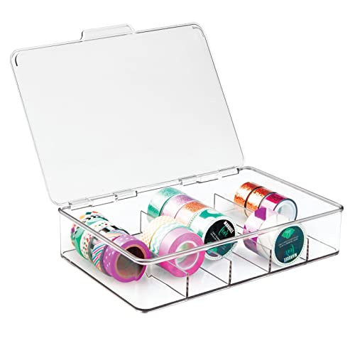 mDesign Aufbewahrungsbox für Bastelmaterial - mit 5 Abschnitten Aufbewahrung für Bastelprodukte - Perfektes Aufbewahrungsfach für Kugeln, Moosgummi & Bänder - Transparent