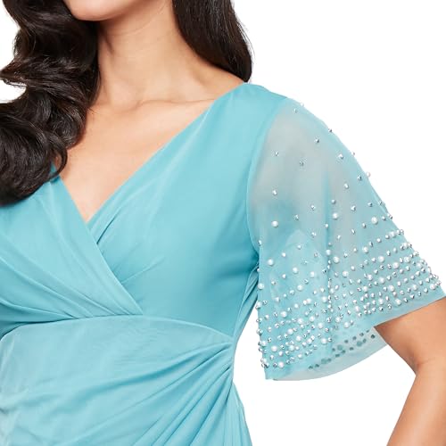 Image of Alex Evenings Women's Long Stretch Sequin Bodice Mother of The Bride Dress with Empire Waist (Petite and Regular Sizes)