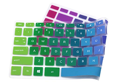 Silicone HP 14 inch Keyboard Cover Skin for HP Pavilion X360 14M-BA Series 14M-BA011DX 14M-BA013DX 14M-BA015DX 14M-BA114DX, HP 14M-BW Series 14-BW006NR 14-BW010NR 14-BW065NR, HP 14-BF050WM (Rainbow)