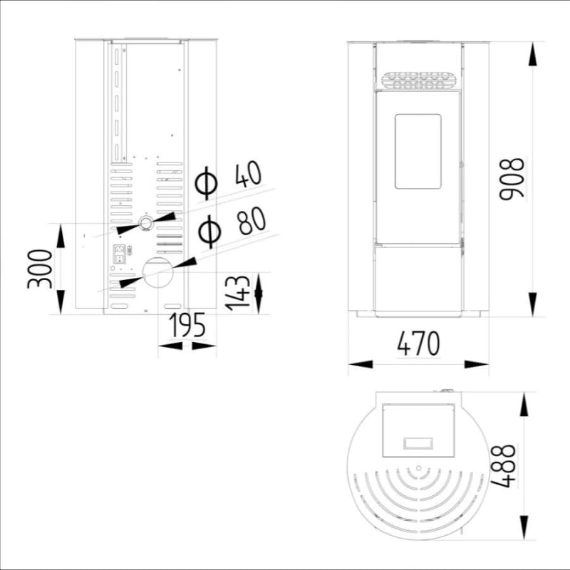 Pack Poêle à granules Interstoves LEANDRO 9 Etanche + Kit Conduit Ventouse (sortie façade) -