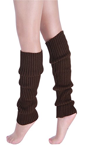 CHUNG Adult Women Juniors Knitted Leg Warmers Neon Party Accessory (One Size Brown)