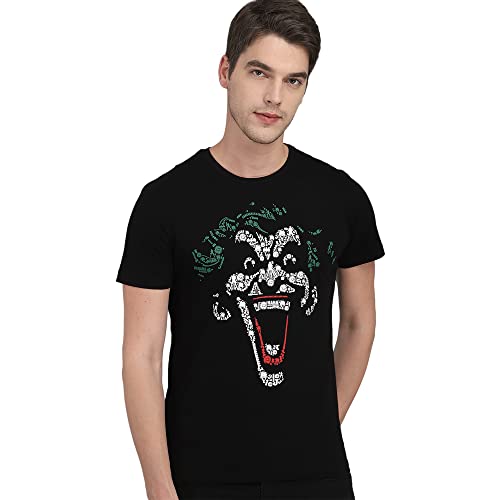 Image of Free Authority Joker Printed Regular Fit Black Cotton Men's T-Shirt