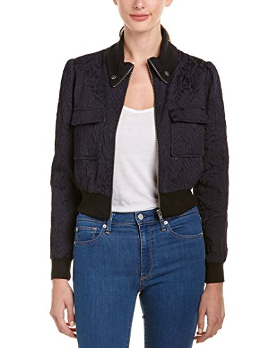 BCBGeneration Women's Cropped Bomber, Dark Navy Combo, L