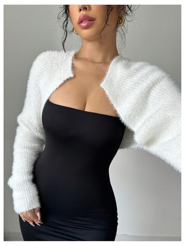 Women's Bolero Shrug Cropped Cardigan Long Sleeve Open Front Knit Sweaters Trendy Outerwear3