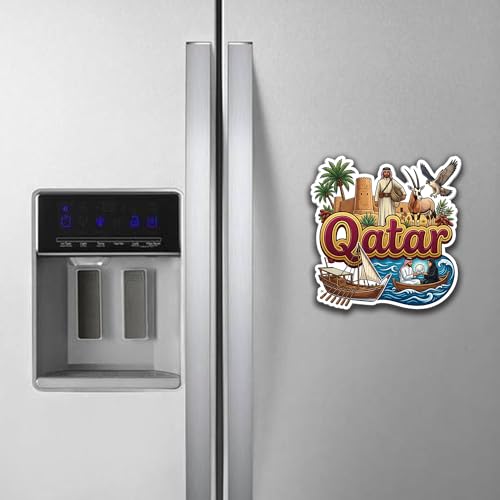 Image of Qatar Fridge Magnet - Premium Engineered Wood, Glossy Finish, HD Print, Precision Laser-Cut Travel Souvenir Gift, Durable Decorative Refrigerator Magnet