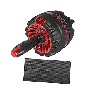 Outanaya 1 Set Mute Abdominal Roller Wheel Fitness Equipment with Mat Portable Exercise Tool for Core