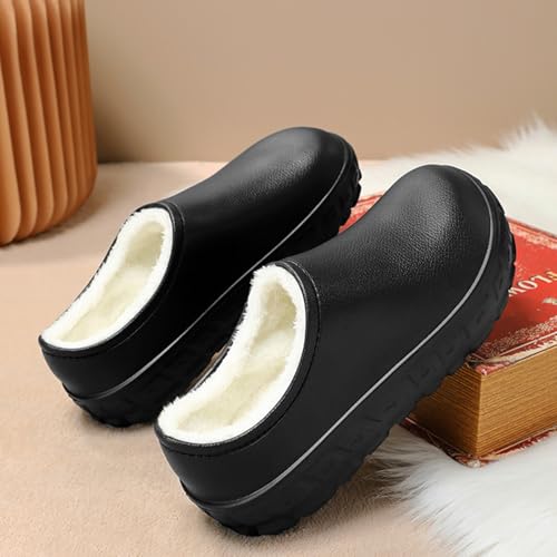 Classic Fleece Lined Clogs Waterproof Winter Fuzzy Slippers for Women Men Indoor and Outdoor Garden House Slippers Warm Unisex Non-Slip Mules Womens Comfortable Cozy Shoes Footwear4