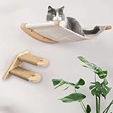 REDKNOT Holz Katzen Kletterwand Set inkl. Katze Hängematte und Katzenleiter, Katzentreppe Wand mit Sisal Kratzbaum, Wandkratzbaum, Katzenmöbel für Katzen Schlafen Spielen und Ausruhen, bis zu 20kg