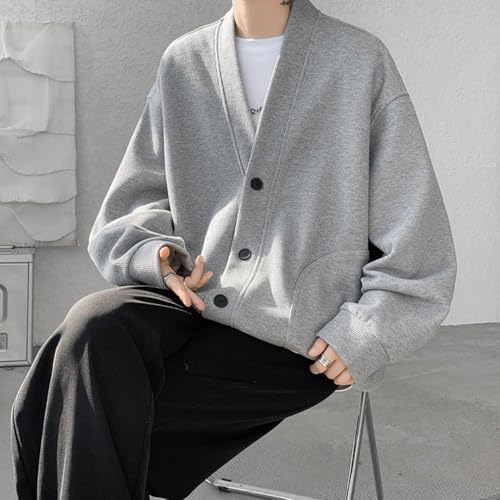 Platilive カーディガン メンズ 秋服 冬服 無地 オシャレ ボタン カジュアル 大きいサイズ 和風 Vネックジャケット シンプル オシャレ 防風 防寒 暖かい メンズ カーディガン の商品画像 3
