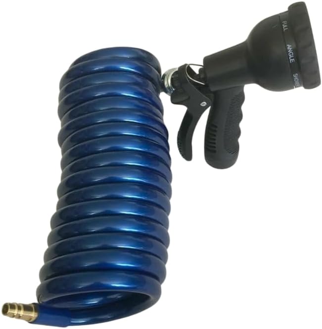 Adjustable Nozzle 15 Ft. 3/8" Recoil Flexible Hose Sprayer Spray Port RV Boat