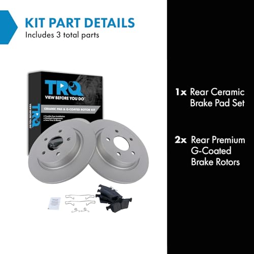 Image of TRQ Rear Brake Pad and Rotor Set Ceramic Coated Rotors Compatible with 2008-2013 Volvo C30 2006-2013 C70 2006-2011 S40 2006-2011 V50