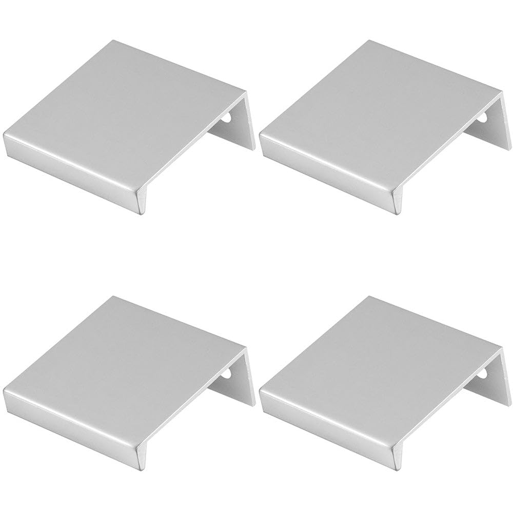 B&Q -  4 PackSquare Edge Finger Pull HandlePolished Chrome 40mmSlim Cupboard Drawer