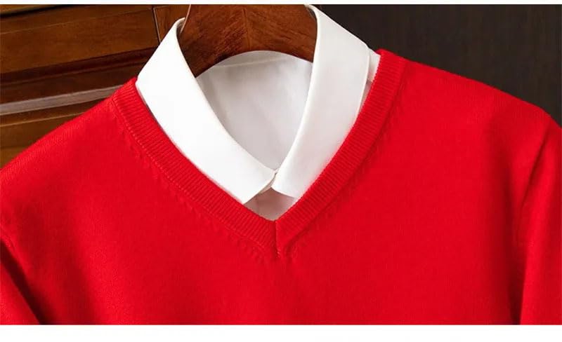 Men's Long Sleeve Slim Fit Sweater,V-Neck Solid Casual Pullover,Soft Casual Knitted Sweater2