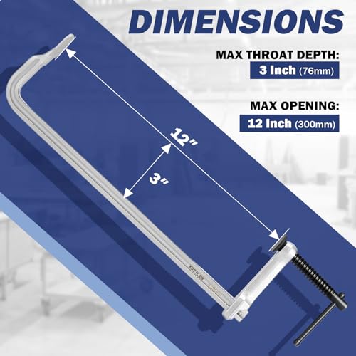 Bar Clamps 4-Pack, 12-Inch Light-duty Drop Forged Steel F Clamps (450 lbs) for Welding and Woodworking