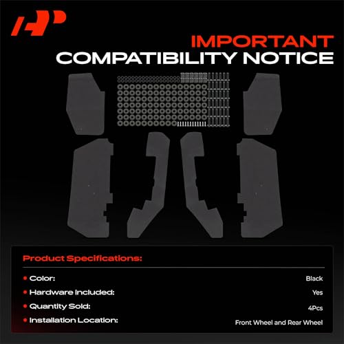 Image of A-Premium Set of 4PCS Mud Flaps Splash Guards Mudguards Mudflaps with Hardware Kits Accessory Compatible with Honda Pioneer 1000-5, 2016-2018, Utility Vehicle (UTV), Black, Front and Rear | Compatible with Honda Pioneer 1000-5 2016-2018, Set of 4 Front and Rear
