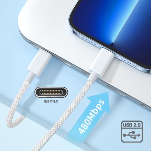 Image of Original USB-C to C Type Braided 1M Fast Charging Cable Compatible for iPhone 16 /16 Pro /Max /15 /15 Pro /Max /Samsung Galaxy S24 /S23 /S22 /S21 /iPad & More White