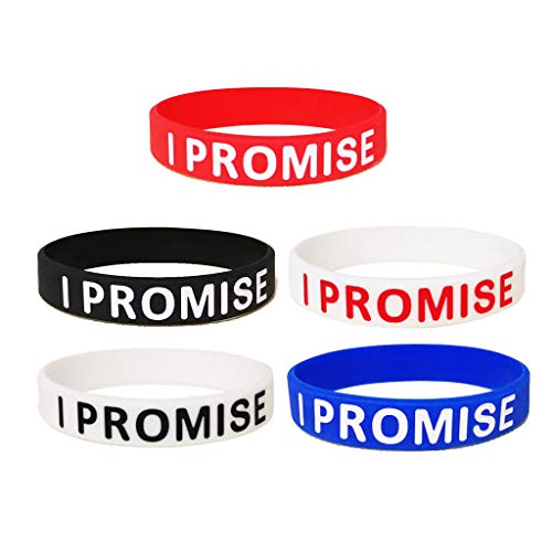 CARRYKT 5Pcs Assorted Colors I Promise Silicone Sport Wristband Bracelets Unisex Jewelry