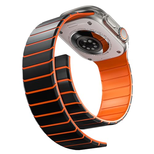 Image of X-it Magnetic Watch Band for Apple Watch Ultra 49mm, 46mm /45mm /44mm, Silicone Sport Strap with Strong Magnet for Men and Women, Compatible with Apple Watch Series 11 /10 /9 /8 /7 /6 /5 /4 /3 /2 /1 and SE