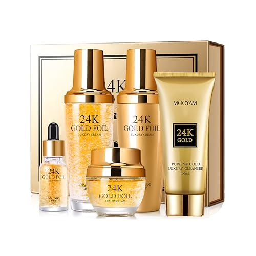Kit de Lujo 24 K de 5 productos con Oro - Tratamiento Facial de cosmetica, cosmetica facial para todo tipo de pieles. Fórmulas Coreanas cargadas de ingredientes activos – Puro Lujo para tu piel