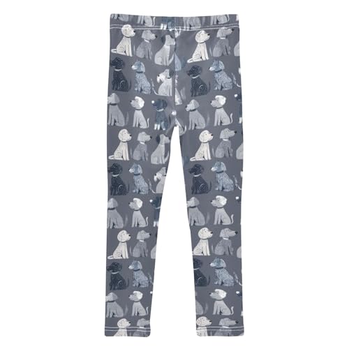 Girls Leggings Soft Toddler Ankle Length Bottoms Doodle Dogs Kids Dance Yoga Pants 4-10 Years2