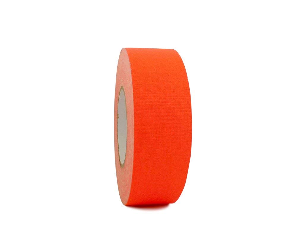 WOD GTMC12F Professional Grade Gaffer Tape, Fluorescent Orange - 1/2 inch x 60 ft. No Sticky Residue, For Cables, Non Reflective, Easy to Tear, Gaff Cloth for Trade Shows, Concerts