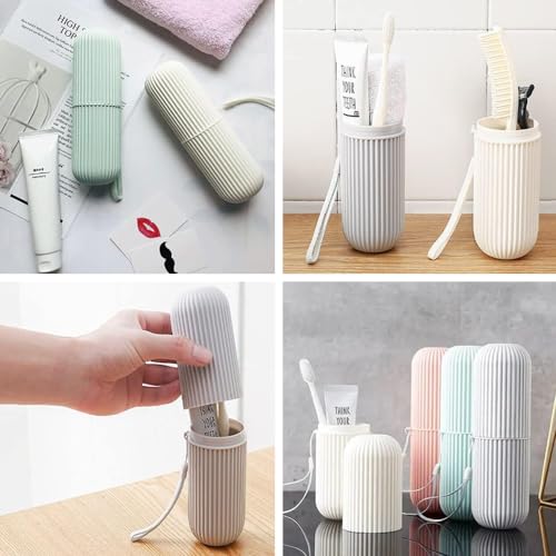 Travel Toothbrush Case, 4 Pcs Ridged Design Portable Toothbrush Case with Carrying Strap - Image 4