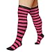 Rose Black Striped Knee Highs - Vibrant Thigh High Stockings for Women, Fashion Tube Socks with Stretchy Comfort