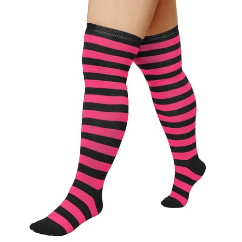 Image of American Trends Womens Rainbow Socks Striped Knee High Socks Thigh High Stockings Casual Tube Socks Costume Leg Warmers