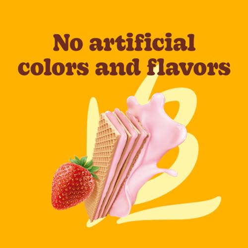 Image of Bauducco Wafer Cookies, Strawberry, 9.0 oz (Pack of 2) - Crispy Triple-Layered Wafers with Rich Chocolate Cream Filling - Indulgent Sweet Snack - No Artificial Flavors - Family Pack Dessert.