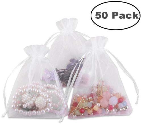Foxnovo Organza Drawstring Gift Bags (50Pcs -13x18cm)