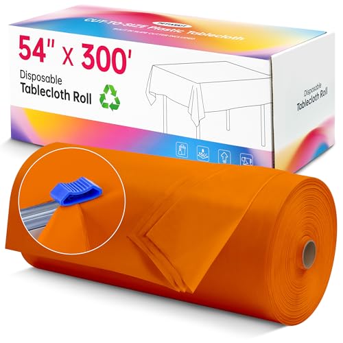 Image of Plastic Table Cloth Disposable, 54In X 300F Table Cover Roll Waterproof