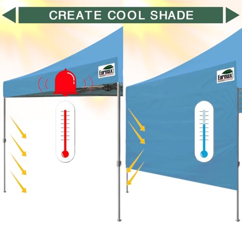 Image of Eurmax USA 10x4.8 Pop Up Canopy SunWall-UV Protection for Tents,Blocks Sunlight&Wind,Water Resistant Side Wall Only,Easy Hook & Loop Installation,Fit for 10FT Straight Leg Shelters&Gazebo,Sky Blue